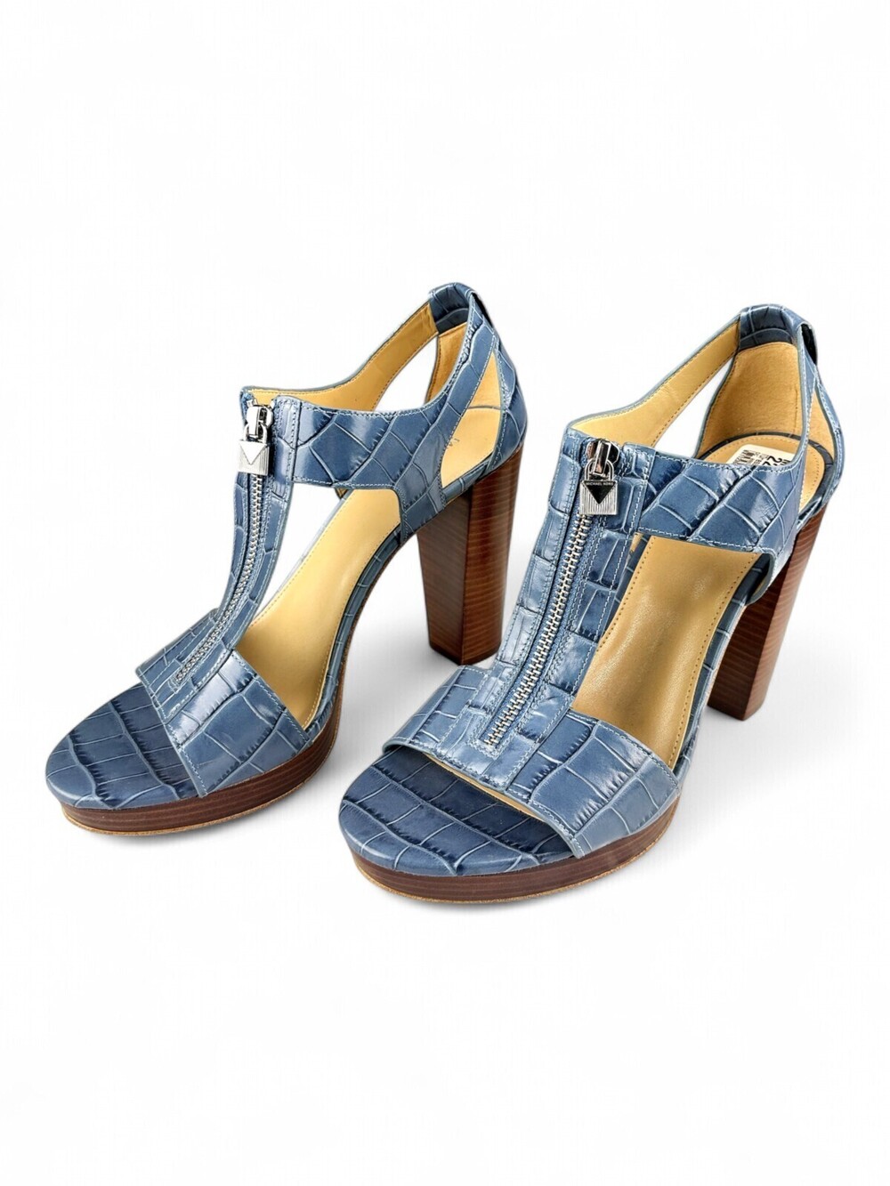 Michael Kors Croc Leather Zip Platform Heels Sz 10